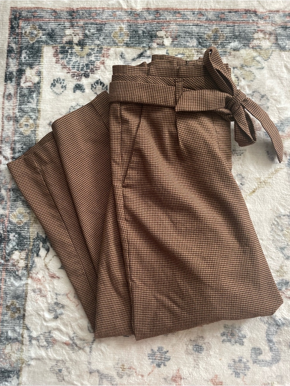 Vero Moda Brown Houndstooth Paperbag Waist Trousers